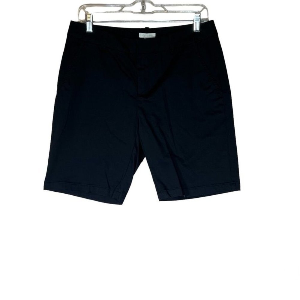 Garnet Hill Shorts Size 8 Black Chino Flat Front Cotton Casual